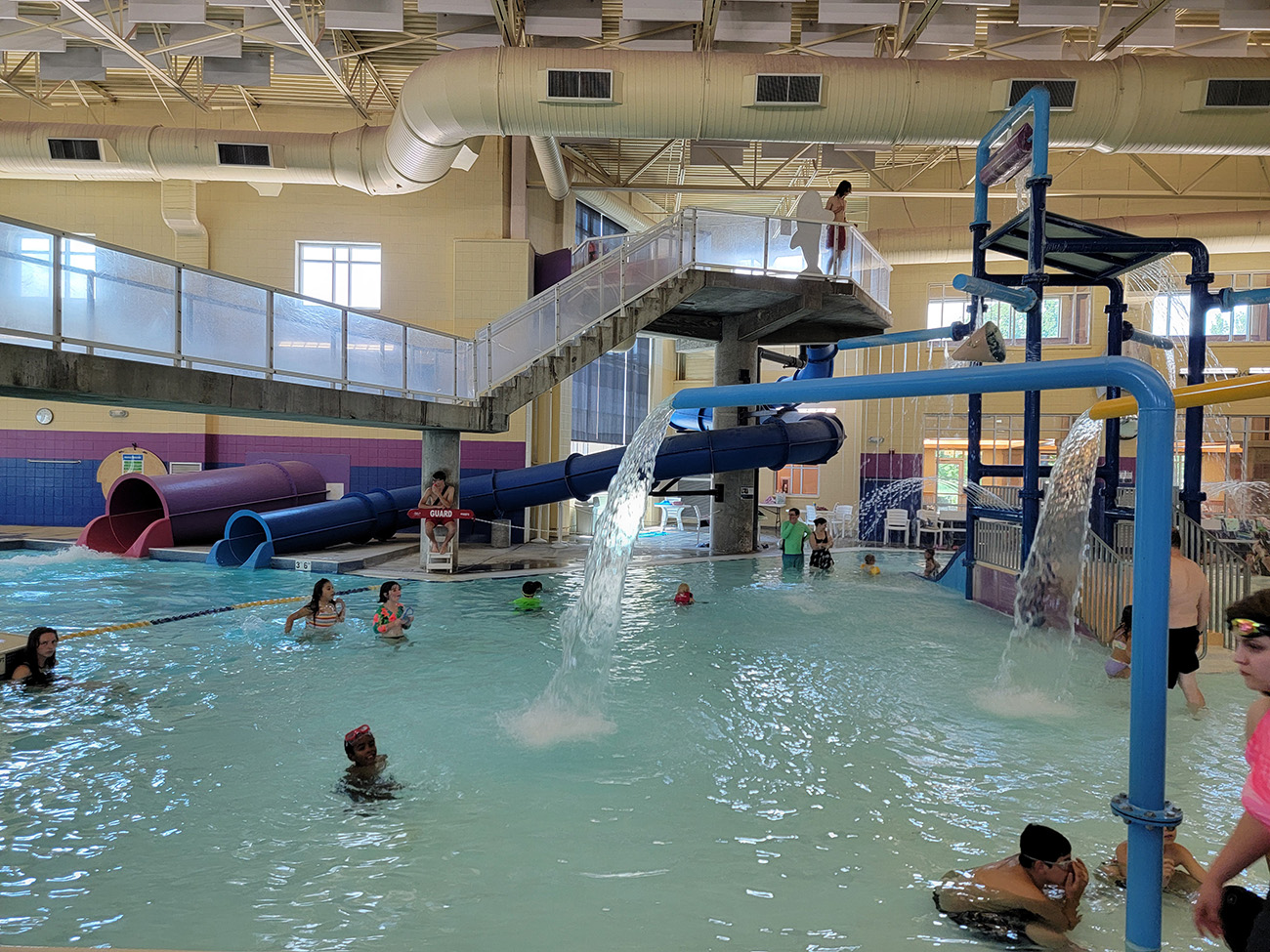 kids and instructors in pool during swim lessons at LRC
