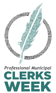 Logo for Municipal Clerks Week - picture of a quill with wording