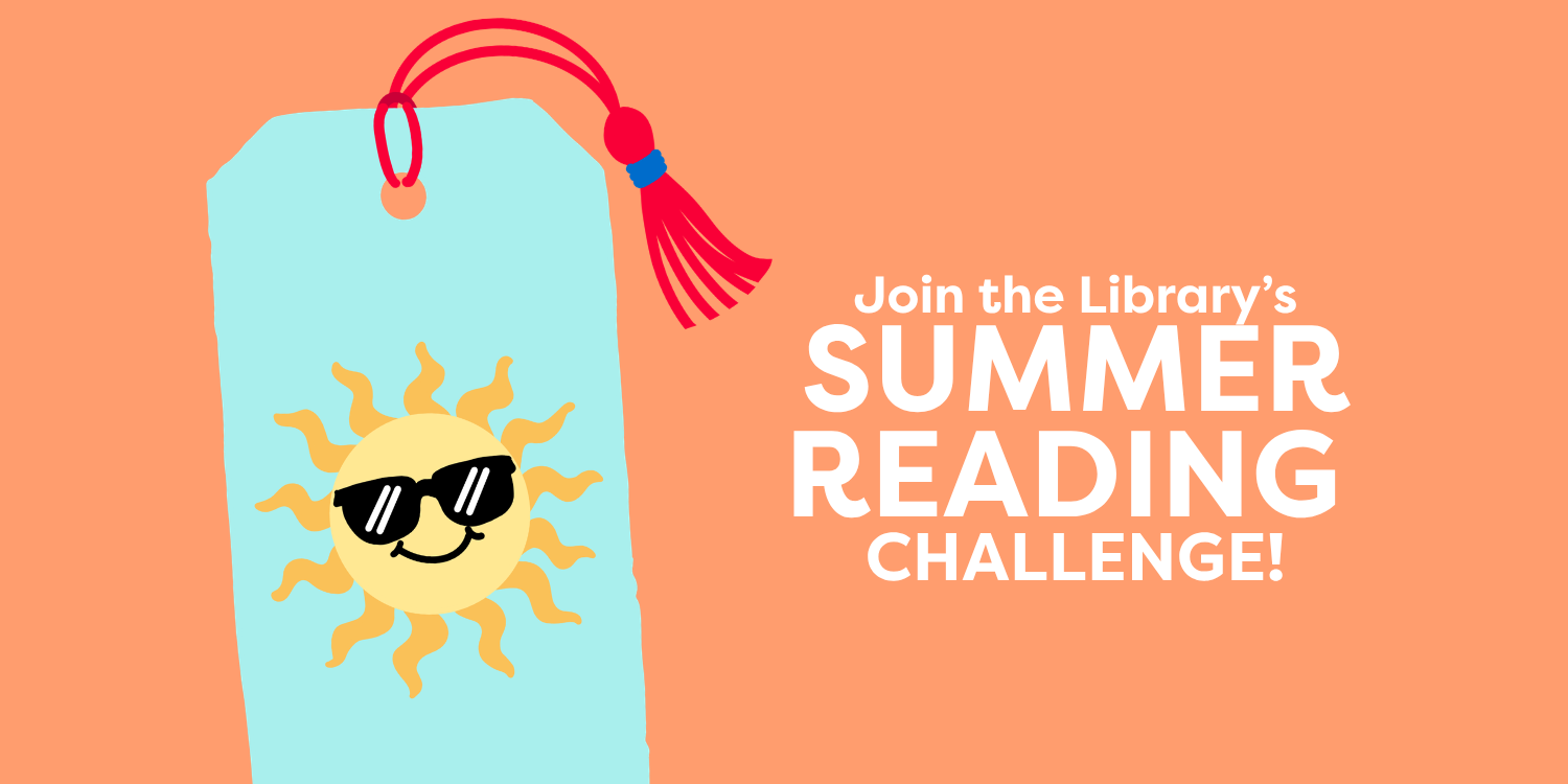 orange background blue bookmark drawing with a sun and sunglasses and a red tassel