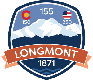 logo for Longmont celebration of 155, CO150, USA 250 celebrations