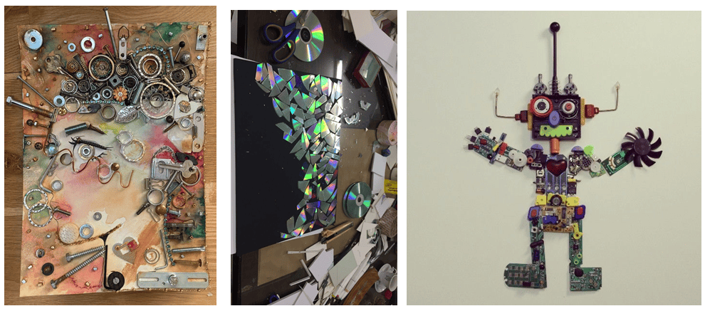 collage of old parts and technology in an artistic arrangement